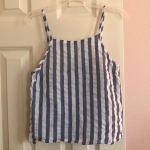 Boutique White and Blue Striped Tank
